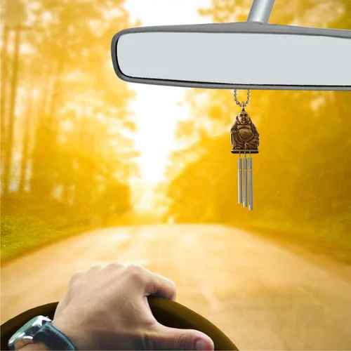 Vista 5 de Abalorio musical para coche de Jacob, Buda feliz, Budai, Hotei o Putai, mini carillón de viento