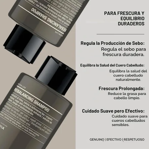 Vista 4 de PREVIA Extralife - Champú reequilibrante Fórmula anti-ebum para cabello graso y cuero cabelludo Ingredientes orgánicos Vegano y libre