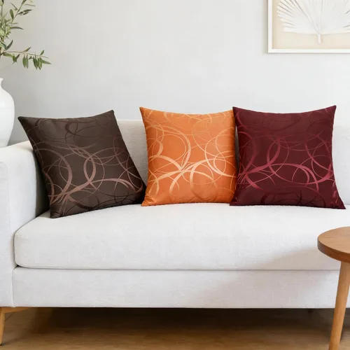 Vista 5 de CaliTime Fundas de Almohadas Decorativas Paquete de 2 Modernas Brillantes y Opacas Contraste Círculos Anillos de Acento Geométrico Fundas de Cojines