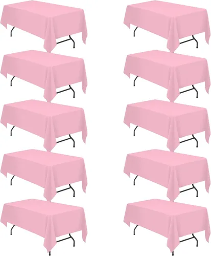 Vista 62 de BRILLMAX - Manteles para mesa rectangular de 6 pies, tela de lino de poliéster, lavable, para boda, recepción, banquete, fiesta de cumpleaños, 60 x