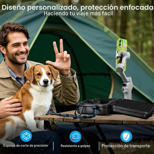 Vista 7 de Lekufee Estuche rígido impermeable de viaje para DJI Osmo Mobile 8, Osmo Mobile 7P / 7 estabilizador de cardán y accesorios (solo funda y bolsa)
