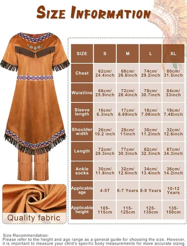 Vista 2 de AOTHSO Disfraz de nativo americano para niñas de 7 piezas, disfraz de princesa india para Halloween, cosplay