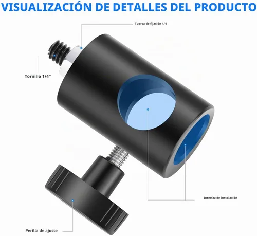 Vista 5 de NEEWER Adaptador rápido convertidor con tornillo de 1/4 de pulgada, paquete de 2 adaptadores de punta de soporte de luz multifuncionales, se adapta