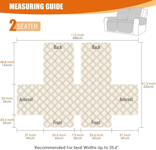 Vista 3 de VANSOFY Funda impermeable para sofá reclinable, lavable, funda para sofá reclinable de 1 pieza, protector de muebles con correas elásticas, bolsillo