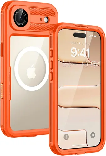 Vista 10 de Lanhiem Funda magnética impermeable para iPhone 16, protector de pantalla de privacidad integrado, compatible con MagSafe, funda antiespía de cuerpo