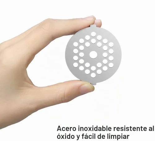Vista 5 de 6 discos de acero inoxidable para picadora de carne para batidora y picadora, salidas de 7 palabras aplicables (orificio central de 0.27 pulgadas)