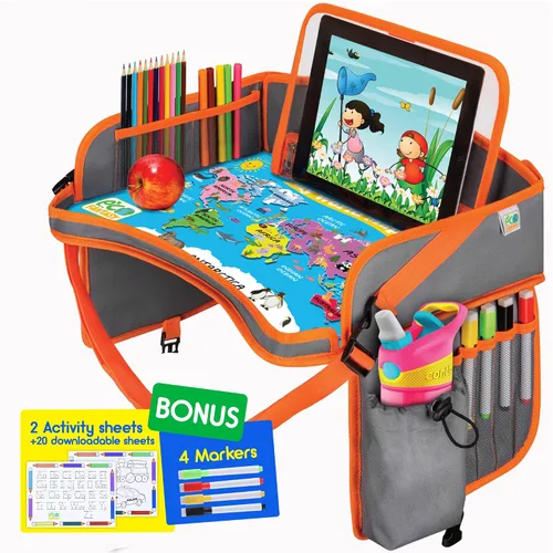 Vista 10 de ECOFANTASY Bandeja de viaje para asiento de automóvil para niños, mesa de Avión
