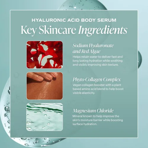 Vista 5 de Saltair Suero corporal de ácido hialurónico – Loción corporal hidratante para una piel de aspecto más suave – Crema hidratante de gel transparente