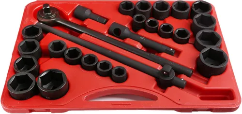 Vista 3 de Juego de dados de impacto de 27 piezas de 3/4 "pulgadas de impulsión métrica SAE estándar automotriz mecánico