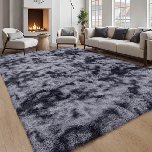 Vista 25 de KICHOWUA - Tapete grueso y esponjoso de 3 x 5 pies, color negro, ultrasuave, lavable, antideslizante, acogedor y peludo, para sala, dormitorio