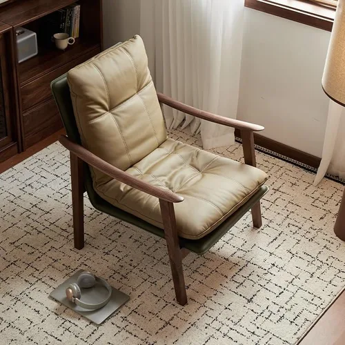 Vista 6 de Silla de escritorio cómoda Silla de madera Silla de comedor Silla de té moderna Silla de té para el hogar Reposabrazos Silla de ocio Silla