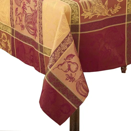Vista 5 de Mantel de cena con diseño jacquard de Acción de Gracias en colores otoñales naranjas, 72 x 120 pulgadas, rectangular
