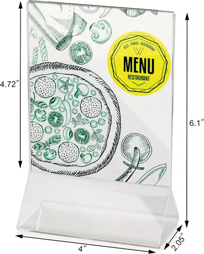 Vista 4 de New Star Foodservice - Tarjetero acrílico para menú, 4 x 6 pulgadas, transparente, juego de 12