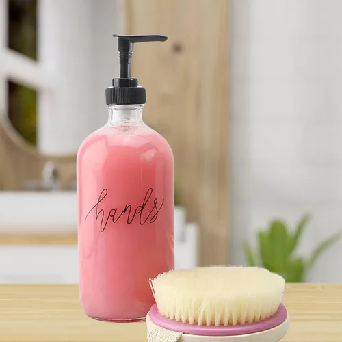 Vista 4 de Cornucopia Brands Botellas de bomba para platos de manos de 16 onzas (transparentes, juego de 2); dispensadores de bomba para cocina y hogar