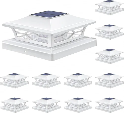 Vista 9 de APONUO - Luces solares para postes, paquete de 4, 2 modos de brillo, luces solares para postes automático encendido/apagado, impermeables