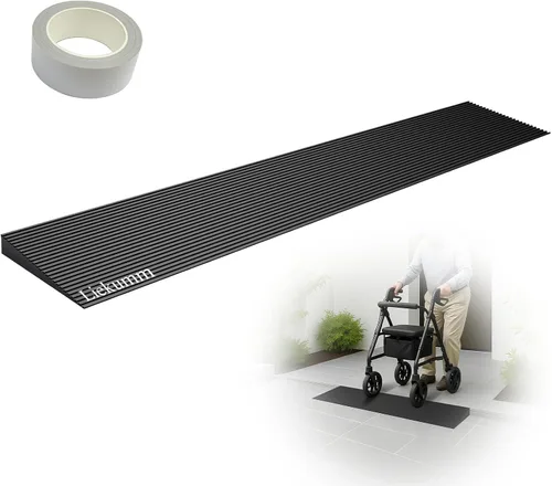 Vista 15 de LIEKUMM Rampa de umbral de goma de elevación de 3/8 pulgadas, rampa antideslizante de capacidad de carga de 1500 libras para puertas, rampa de goma