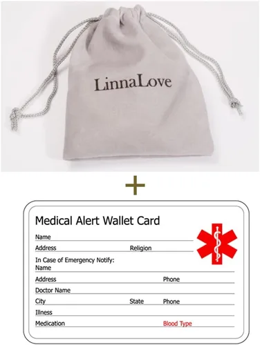 Vista 6 de LinnaLove Pulseras de identificación médica intercambiables Cadena de cable de acero inoxidable pulseras de alerta médica personalizables