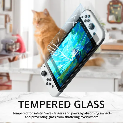 Vista 6 de Orzly VR - Protector de pantalla de cristal templado para Nintendo Switch