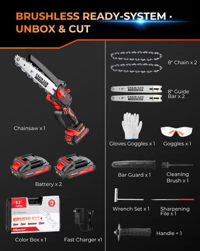 Vista 6 de UBeesize Mini motosierra inalámbrica de 8 pulgadas Tiempo de funcionamiento más largo Motor sin escobillas Diseño de mango ergonómico Fácil