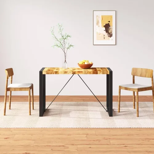 Vista 18 de Mesa de comedor de madera maciza de Sheesham, forma rectangular, 47.2 pulgadas, acabado pulido marrón con patas de metal para cocina y comedor