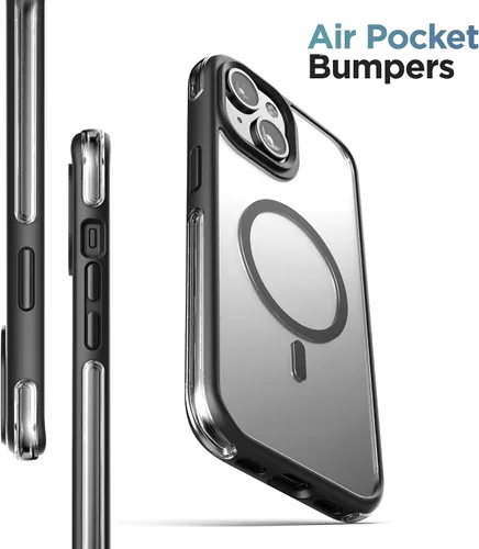 Vista 7 de Encased MAG - Funda para cinturón diseñada para iPhone 15 con clip de funda, tecnología protectora AirGuard (negro/transparente) compatible