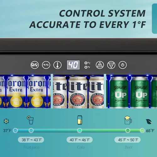 Vista 3 de EUHOMY Refrigerador de bebidas de 24 pulgadas, enfriador de bebidas integrado para 180 latas, refrigerador de cerveza debajo del mostrador