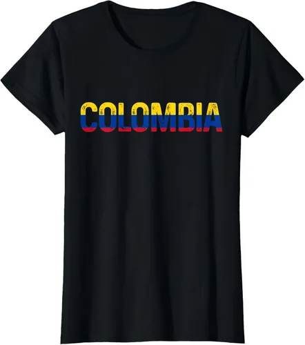 Vista 19 de Camiseta Vintage Pride de la bandera colombiana de Colombia, Negro