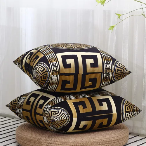 Vista 3 de Fundas de almohada con llave griega, fundas de almohada modernas con patrón geométrico griego dorado para sala de estar, dormitorio, oficina, sofá