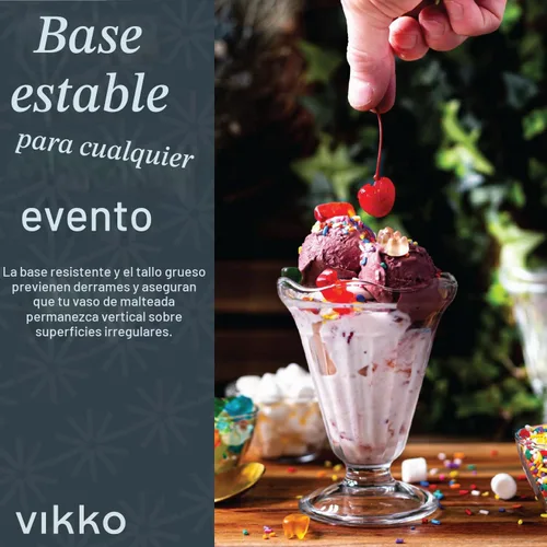 Vista 6 de Vikko Tazas de helado con base de vidrio, juego de 6 tazas de leche, vasos de malteada de 7.5 onzas, tazas de helado con base, vasos de postre