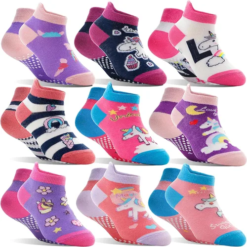 Vista 8 de Baby Girls Boys Toddlers Grips Socks Kids Non Slip Anti Skid Ankle Cotton No Show Socks with Grippers