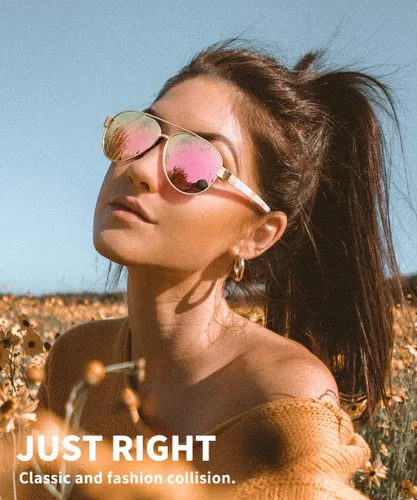 Vista 2 de Gafas de sol de aviador para mujer, polarizadas, protección UV, lentes espejadas