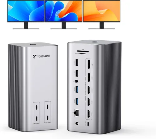 Vista 10 de TobenONE 19-in-1 Laptop Docking Station Dual Monitor,10 USB C/A,2×4K HDMI