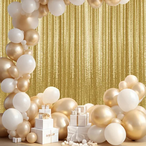 Vista 42 de 2 paneles de cortinas de fondo de lentejuelas verdes de 8 pies, cortinas de fondo de fotografía con purpurina para decoración de Navidad, boda