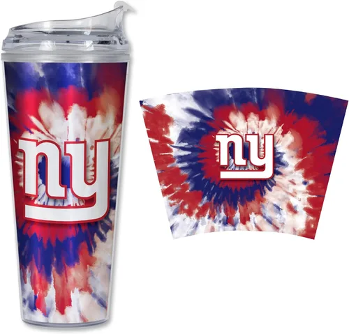Vista 33 de Rico Industries NFL Football Glitter 24 onzas Vaso de purpurina acrílico con tapa con bisagra, Vaso de doble pared oficialmente licenciado con pajita