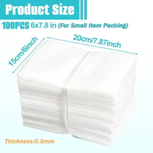 Vista 2 de 100 bolsas pequeñas de espuma acolchada de 6 x 8 pulgadas, suministros de embalaje de protección suave para mudanzas, bolsas de espuma