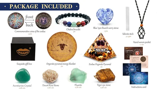 Vista 3 de Pirámide de orgón del horóscopo, juego de regalo de cristal curativo, piedras del signo del zodiaco a piedra natal complementaria, para astrología