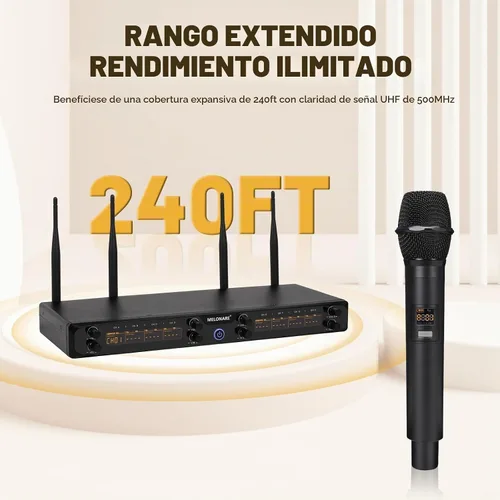 Vista 3 de MELONARE Sistema de micrófono inalámbrico de 8 canales UHF 500MHz MWM-81F