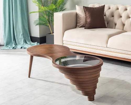 Vista 10 de by Papella Design, Mesas de centro de nogal natural Veener para sala de estar, mesa rústica, mesa de centro para sala, mesa central, mesa
