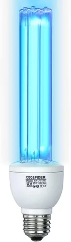 Vista 11 de Bombilla UVC de 25 vatios sin ozono, luz UV para dormitorio/baño/armario/cocina, longitud de onda de 253.7nm cubre hasta 400 pies cuadrados, E26