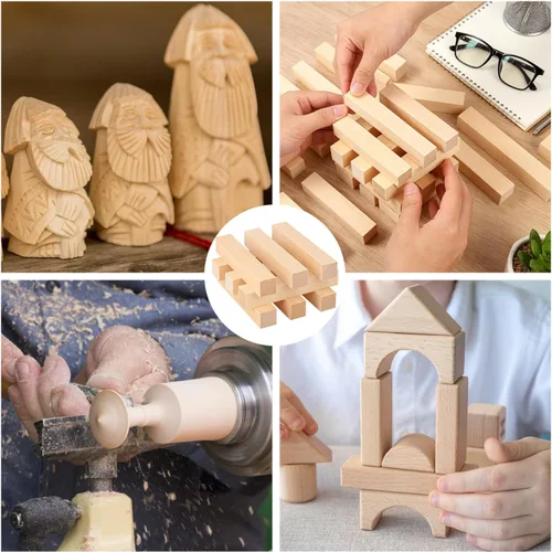 Vista 7 de 60 bloques de tallado de madera de tilo, 6 x 1 x 1 pulgada, bloques de tallado de madera suave sin terminar para manualidades, artes, principiantes