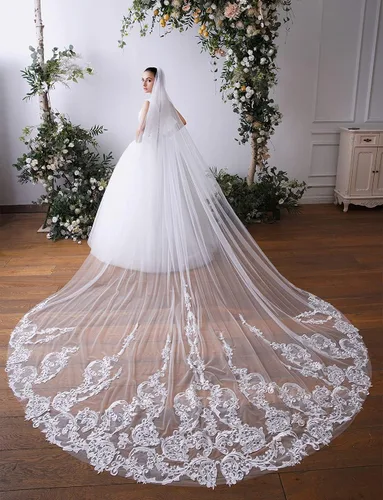 Vista 5 de Largo Royal longitud 1 T encaje nupcial velo de novia X55