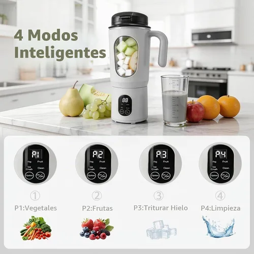 Vista 2 de Licuadora portátil para batidos, 580ML USB-C recargable Juicer Cup (blanco)
