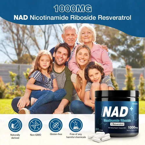 Vista 9 de Suplemento NAD+ de 1000mg - Ribósido de nicotinamida (NR) y resveratrol, NAD liposomal de ingredientes orgánicos puros para mujeres y hombres