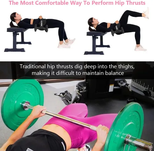 Vista 5 de Flintronic Exercise Hip Thrust Belt, Glute Trainer, Adjustable Hip Thrust Belt with Extra Padding for Dumbbells Kettlebells Gym Fitness Bodybuilding