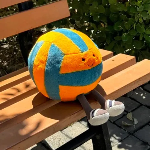 Vista 6 de Juguetes de peluche de voleibol de 12 pulgadas, bolas de felpa deportivas suaves y divertidas, juguetes de muñeca de fútbol americano con pies