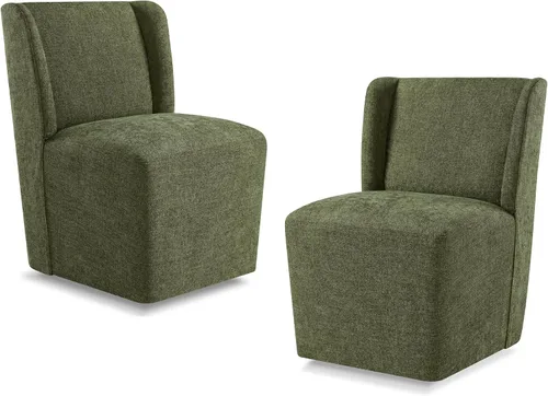 Vista 20 de KISLOT Juego de 1 sillas de comedor tapizadas con ruedas, color beige