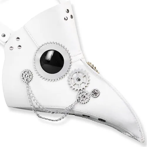 Vista 3 de Máscara de médico de la peste máscara de pájaro de nariz larga máscara steampunk cosplay Blanco/Médico de la peste clásico