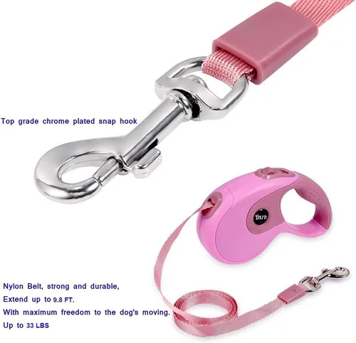 Vista 4 de Correas retráctiles para perros, correa para mascotas para perros pequeños, medianos y grandes de hasta 33 libras, mango antideslizante, freno