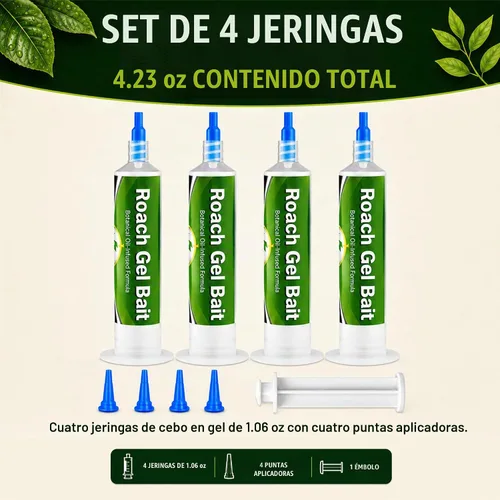 Vista 7 de Cebo de gel de cucaracha con aceites de menta y madera de cedro, 4 jeringas