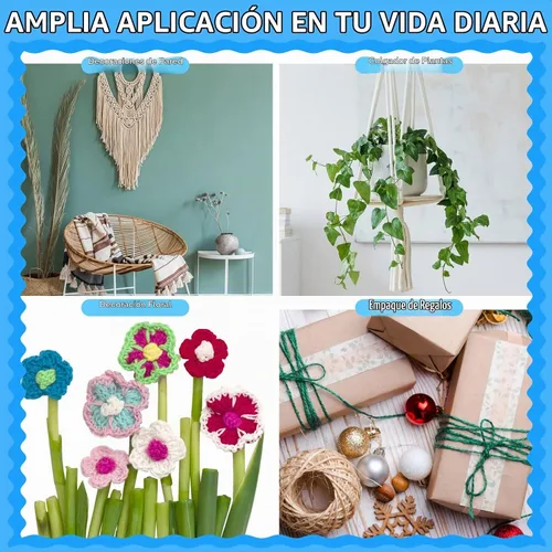 Vista 5 de Kenning 32 Rollos de Cuerda de Macramé 4 Hilos 3 mm x 1760 Yardas de Cuerda de Algodón Natural a Granel Cuerda de Algodón Colorida para Manualidades